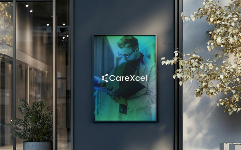 CareExcel 醫(yī)療保健解決方案公司logo設(shè)計(jì)vi設(shè)計(jì)，分子結(jié)構(gòu)加十字
