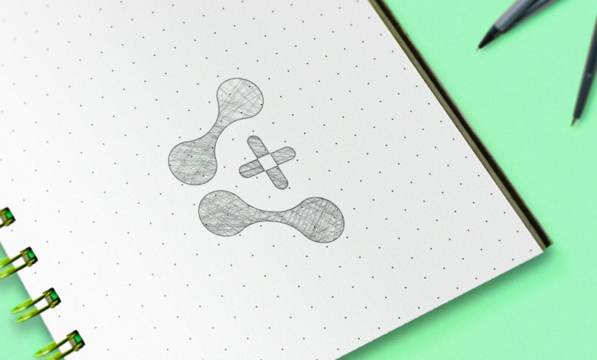 CareExcel 醫(yī)療保健解決方案公司logo設(shè)計(jì)vi設(shè)計(jì)，分子結(jié)構(gòu)加十字