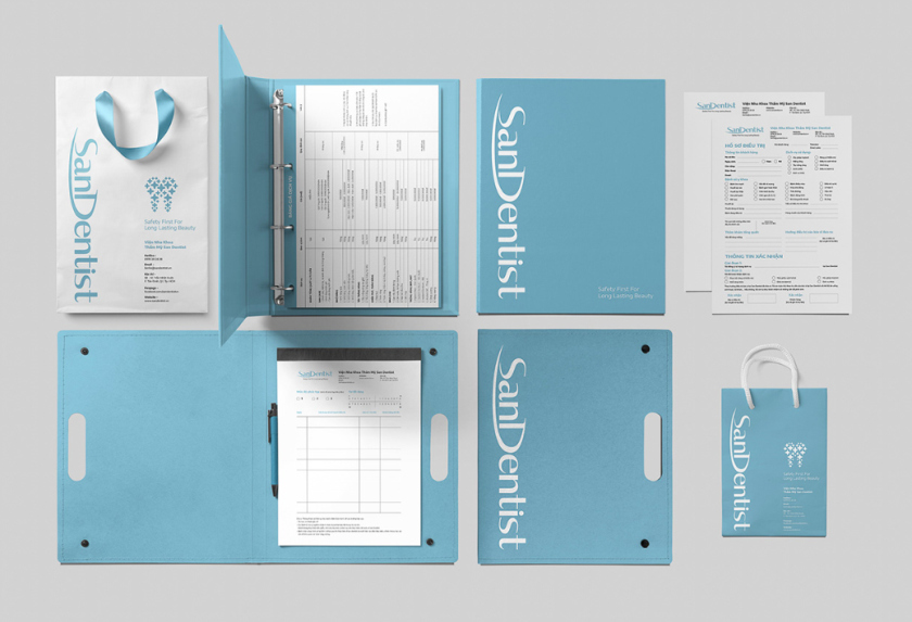 SanDentist 美容牙科品牌形象vi設計,清新風格突出安全與美麗 SanDentist 美容牙科品牌形象vi設計,清新風格突出安全與美麗