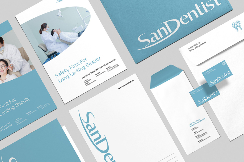 SanDentist 美容牙科品牌形象vi設計,清新風格突出安全與美麗 SanDentist 美容牙科品牌形象vi設計,清新風格突出安全與美麗