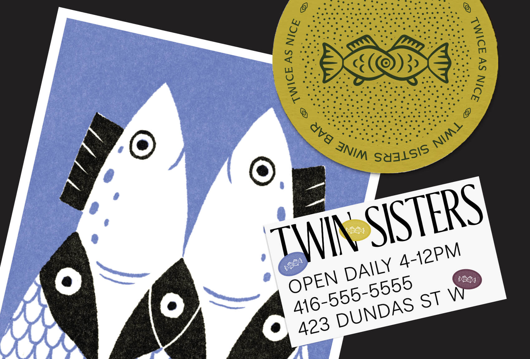 Twin Sisters 酒吧雙魚logo設(shè)計(jì)品牌視覺形象設(shè)計(jì) Twin Sisters 酒吧雙魚logo設(shè)計(jì)品牌視覺形象設(shè)計(jì)