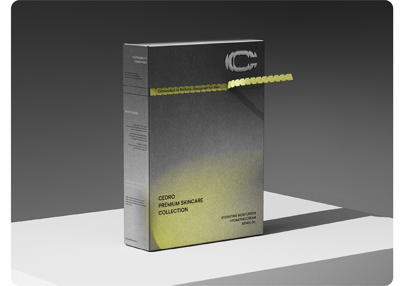 Cedro 男性護膚品品牌創(chuàng)建（潔面乳保濕霜精華液）-命名logo設(shè)計銀色包裝設(shè)計