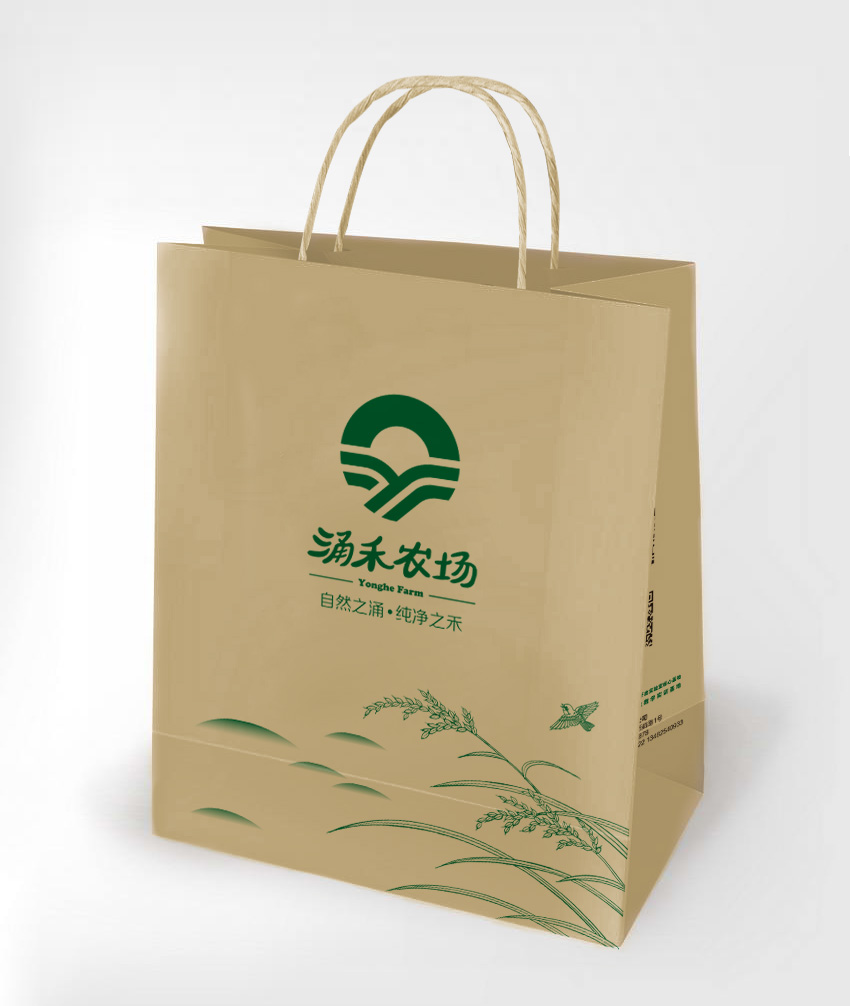 涌禾農(nóng)場農(nóng)業(yè)品牌商標(biāo)LOGO設(shè)計品牌VI視覺形象設(shè)計-袋子設(shè)計