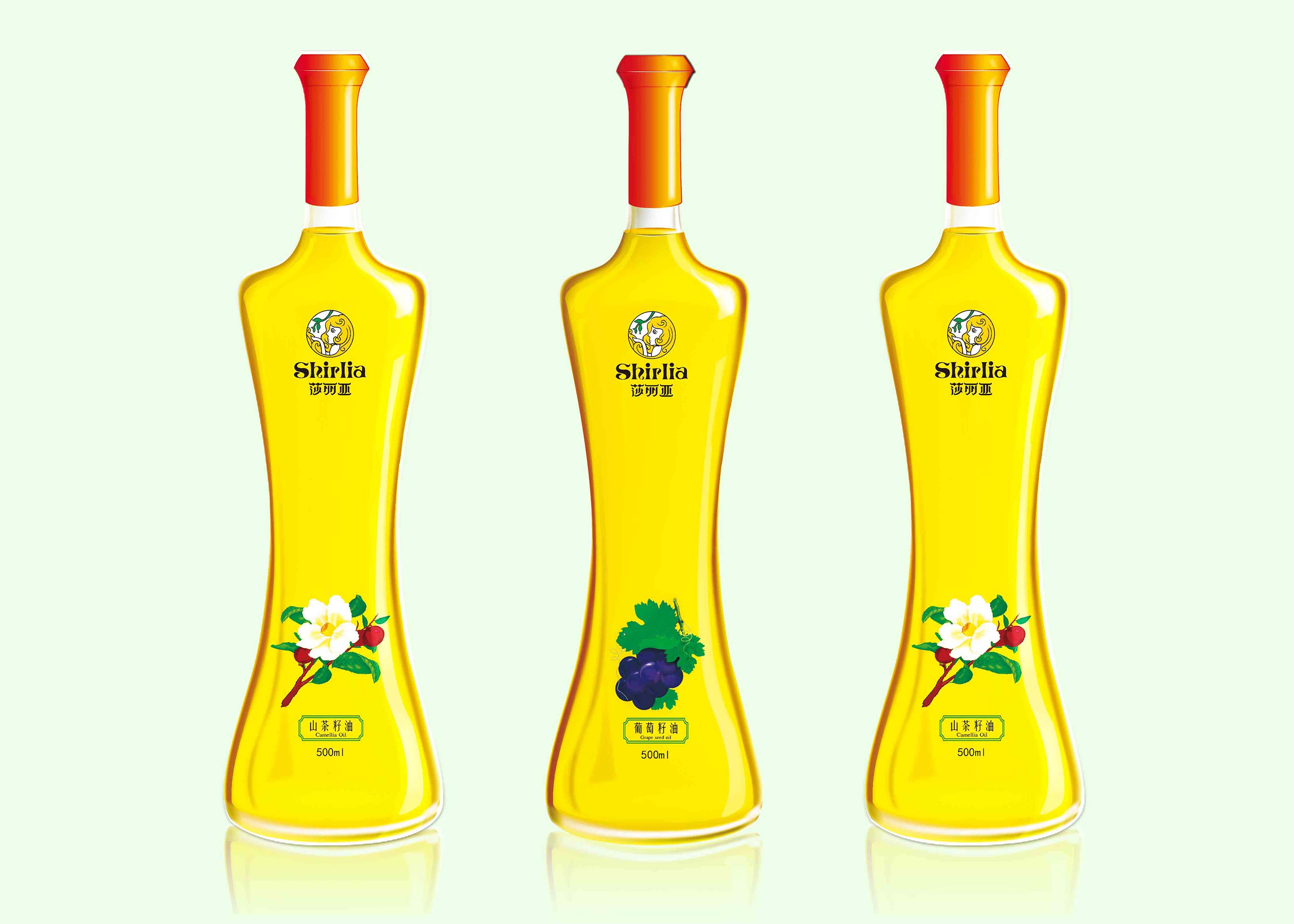 hirlia 莎麗亞食用油瓶形設(shè)計(jì)山茶油亞麻籽油葡萄籽包裝設(shè)計(jì)禮盒包裝設(shè)計(jì)-上海包裝設(shè)計(jì)公司
