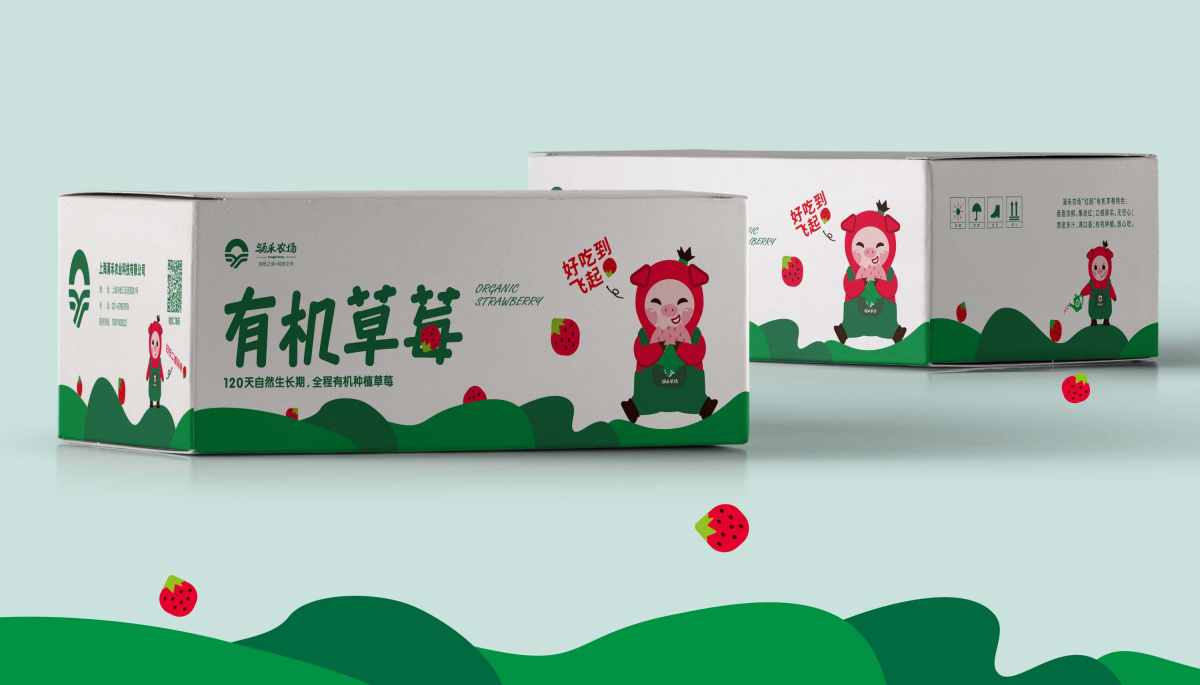 涌禾農(nóng)場有機草莓品牌全案策劃設計“草莓豬”IP吉祥物設計